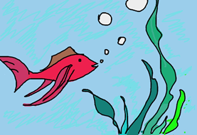Fish hand sketch after coloring with Color My World app for iOS and Android
