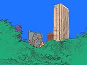 Souel, South Korea skyline after coloring with Color My World app for iOS and Android